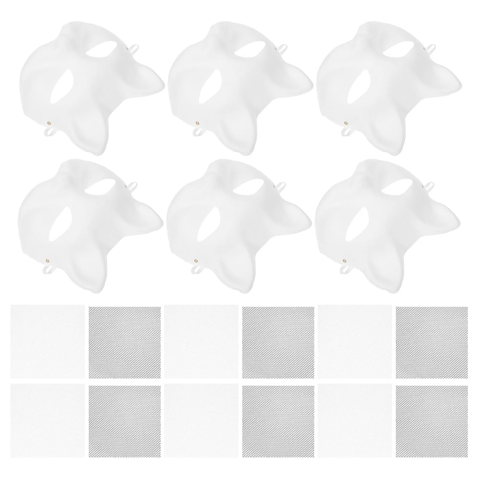 1Set Plain White Cat Mask Paper Half Face Blank for Painting Drawing Embellishing Carnival Festival Masquerade Cosplay Party