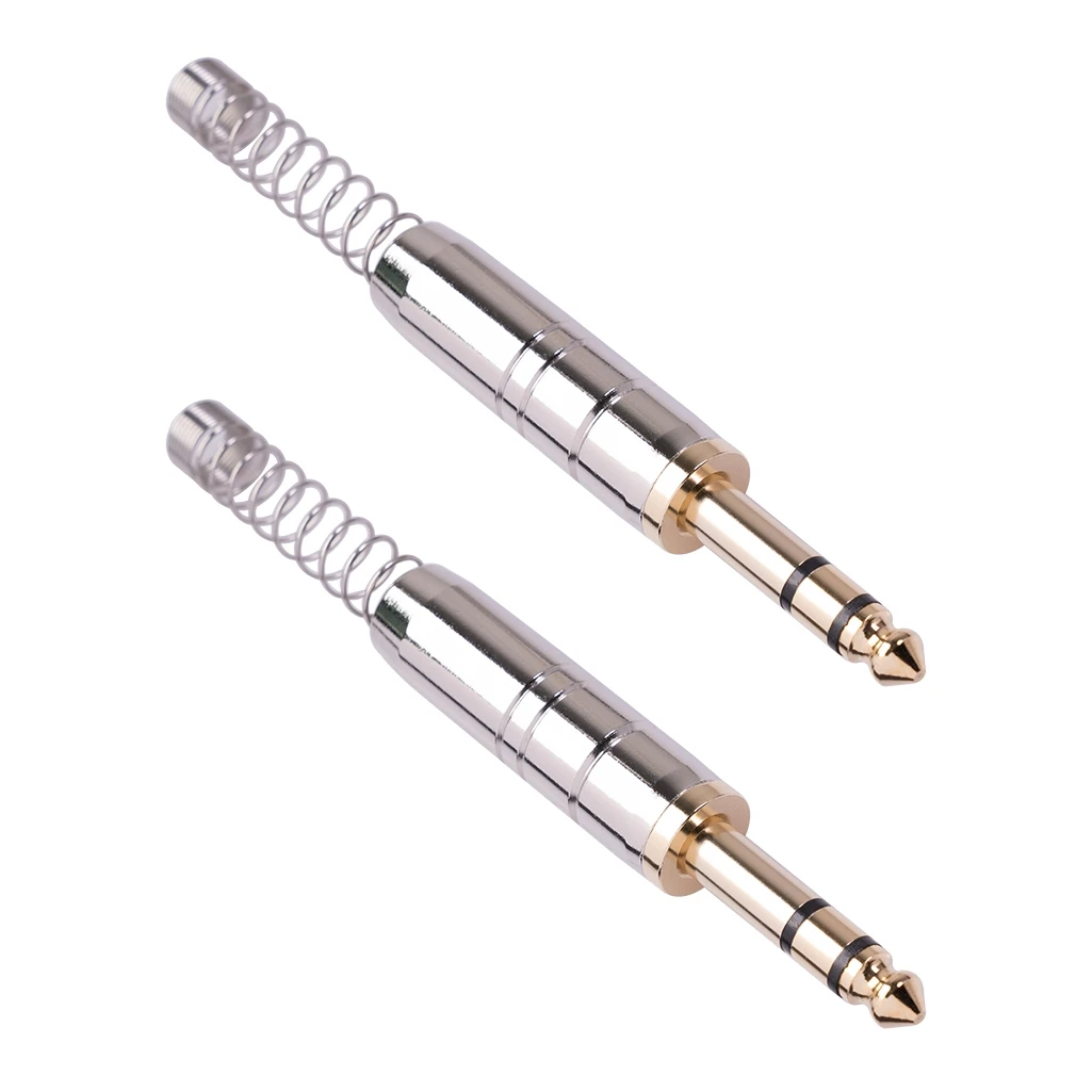 6.35mm Dual Channel Wlding Plug for DIY 6.35mm Audio Cable, Electric Guitar Cable, 6.35mm Stereo Male -2 Pcs