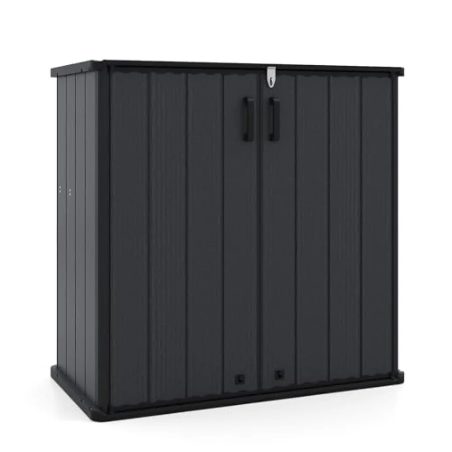 23.5 Cu.ft Outdoor Storage Shed with Lockable Door for backyard use, galvanized steel, gray, weather-resistant and secure