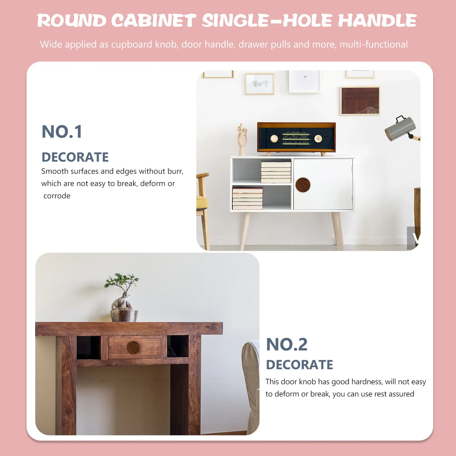 Cabinet Drawer Knobs 4 Pack Coffee Brown Synthetic Single Hole Furniture Pulls with 10 Screws