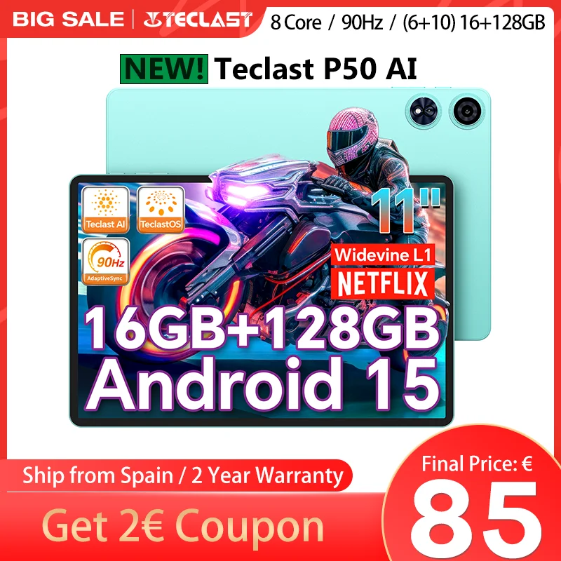 New】 Android 15 Tablet Teclast P50AI 11 inch Screen 90Hz