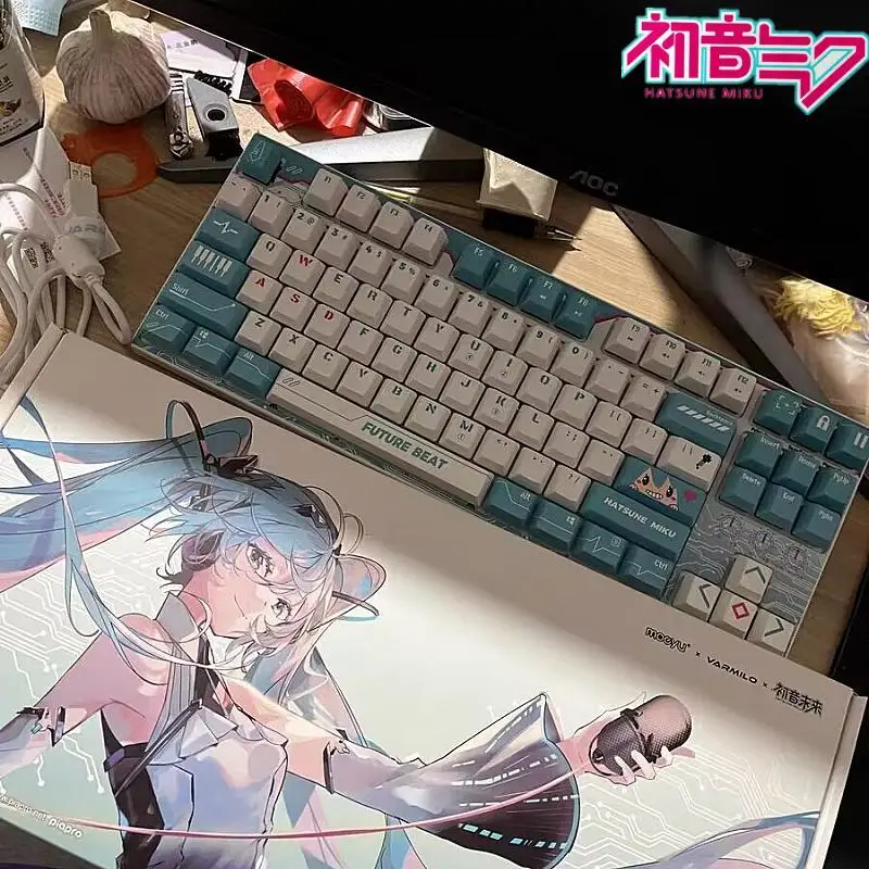 

Hot 87keys Original Anime Hatsune Miku Official Keyboard Wired Capacitive Gaming Mechanical Keyboard For Miku Fans Cherry Mx Swi