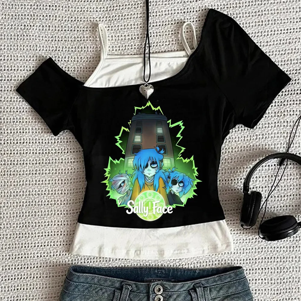 Camiseta corta Sally Face para adolescentes, estilo kawaii gótico, en oferta, camiseta barata y divertida, oferta de liquidación, manga