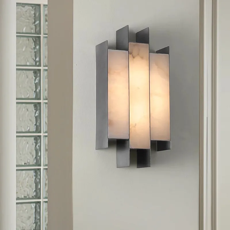 Light luxury marble wall lamp, bedroom living room decorative wall lamp