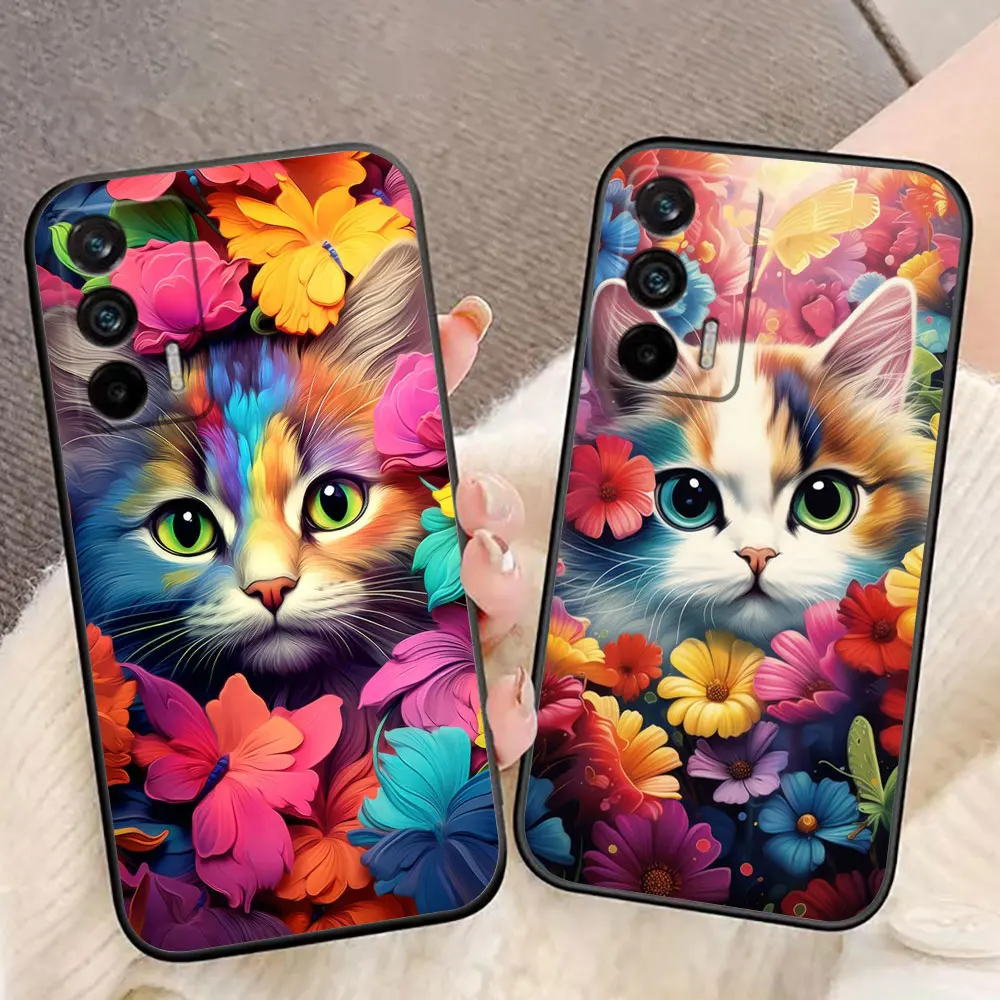 Cute Detection Cat Phone Case For Realme C11 C20 C21 C21Y C30 C30S C33 C35 C55 C53 C63 C65 GT NEO 2 NARZO 50 X50 Case Funda Capa