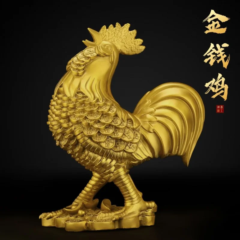 

Copper Chicken Decoration Pure Copper Grilled Ham and Chicken Chinese Zodiac of Rooster Chicken Rooster Home Hallway Table Decor