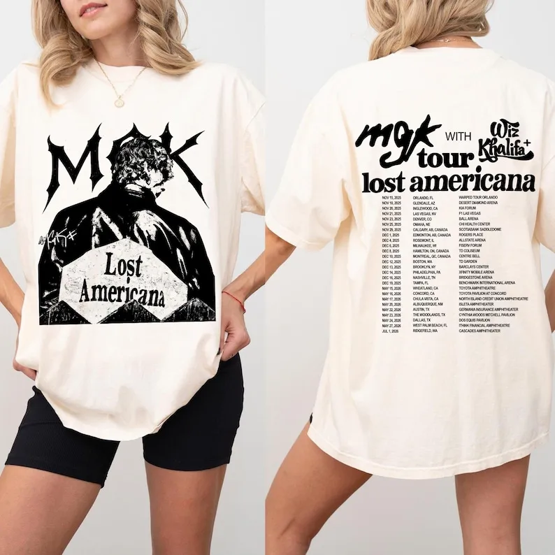 

MGK Lost American Tour 2026 2 Sided Shirt, MGK Lost Americana Tour Dates Youth Shirt