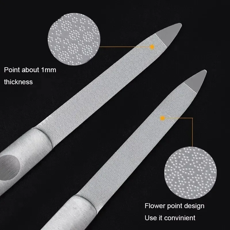 Mix 3 Size Nail File Stainless Steel Professional Exfoliating Double Sides Sandpaper For Professional Finger Toe Nail Care Tools