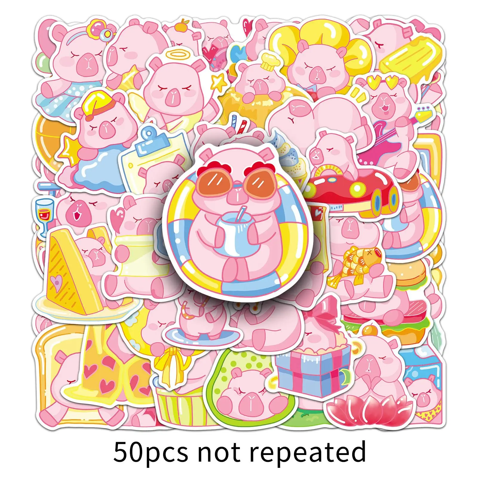 

50 шт., милые наклейки с изображением капибары, розовые животные, граффити, украшения, сделай сам, игрушки, холодильник, ноутбук, гитара, автомобиль, велосипед, скейтборд, наклейки