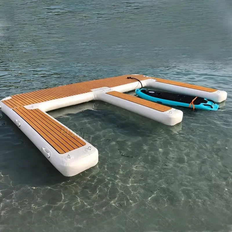 E Shape Inflatable Floating Dock Platform For Jet Ski Yacht Parking Sea Pontoon Boat Water Mat Durable Drop Stitch Design