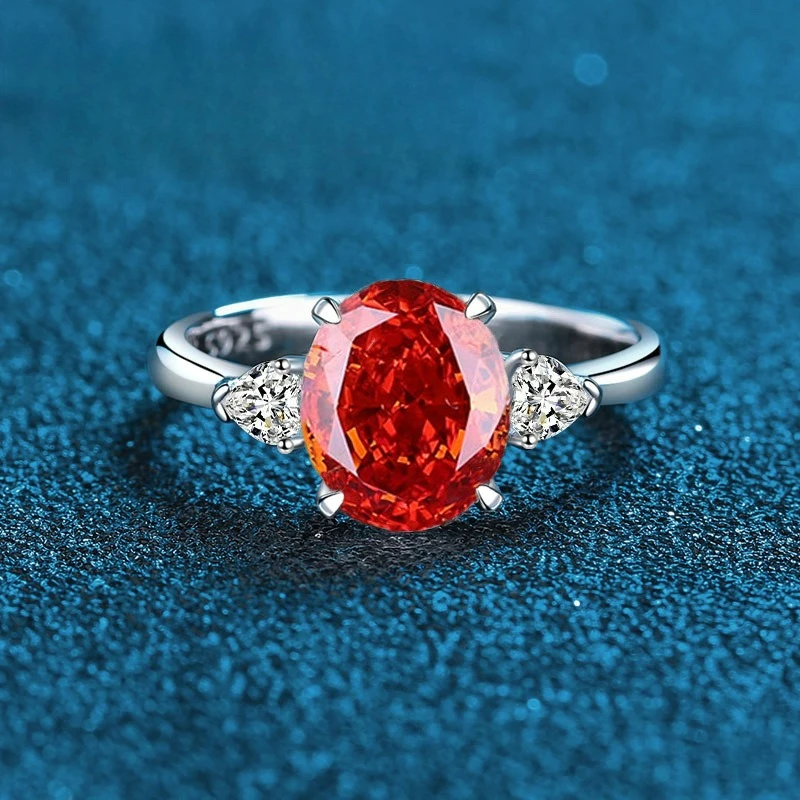 

PT950 Платиновый искусственный культивированный драгоценный камень Падма Красный Розовый Морской Синий Бриллиант Белое Бриллиантовое Кольцо Яйцо Кольцо с Бриллиантом