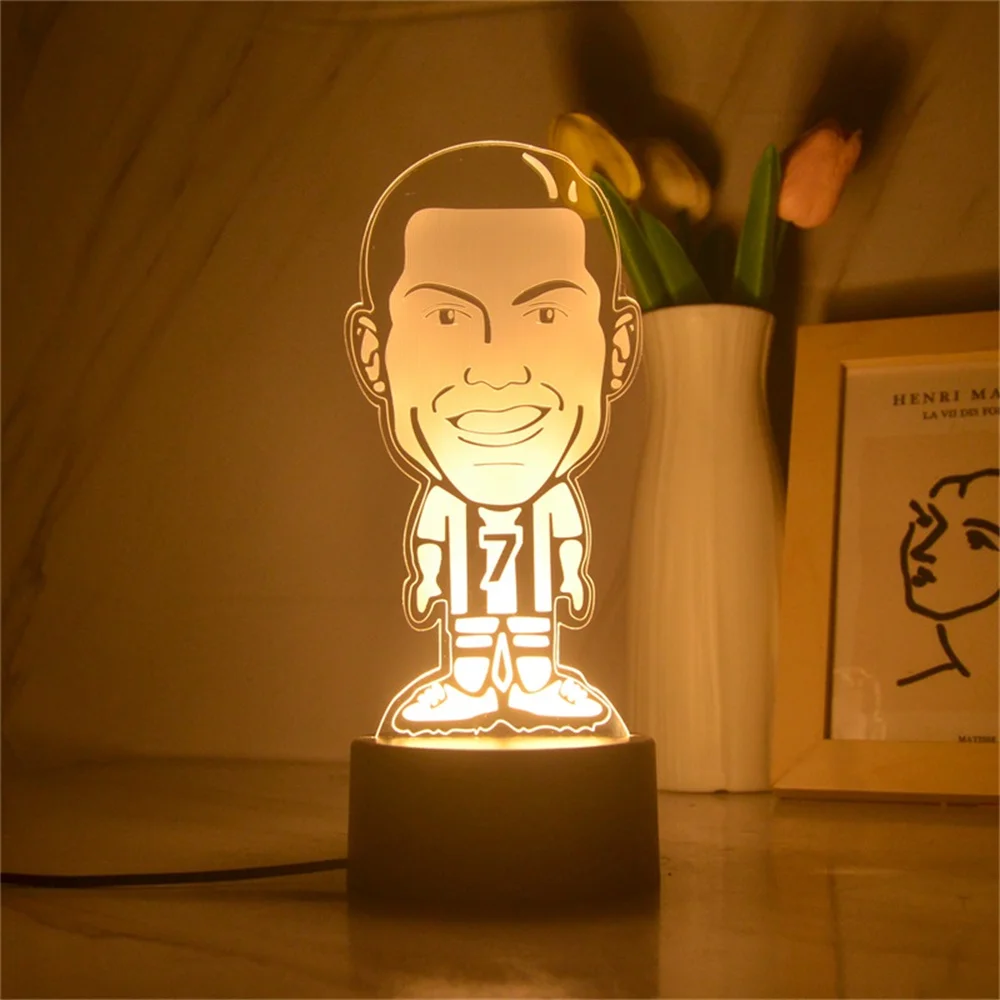 Football Star 3D Night Light Illusion Nightlight for Children Gifts Bedroom Atmosphere Decor Room Desk Lamp 7/16 Colors Change