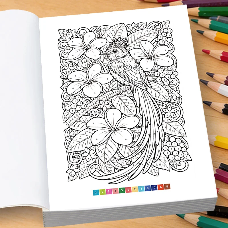 A Digital Coloring Book For Adult Healing And Decompression, With Cat/Tiger/Tropical Fish/Flower Bird/Raccoon Themes, 32 Pages