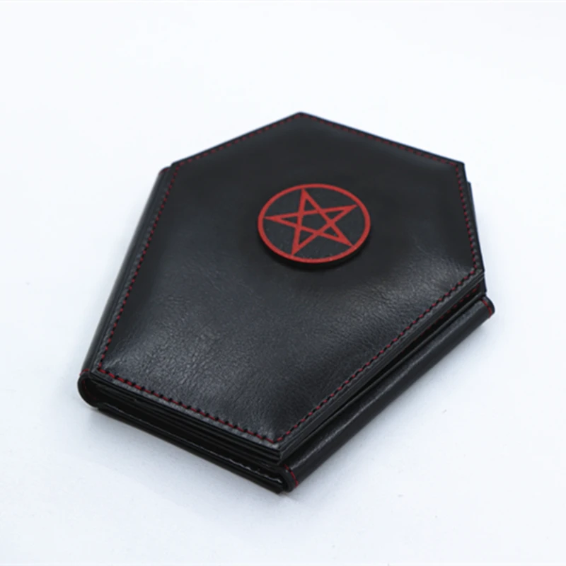 Dark Style Pentacle vampire Coffin Design Coin Purse Halloween Pattern Clutch Zipper Wallet PU Leather Trendy Purse
