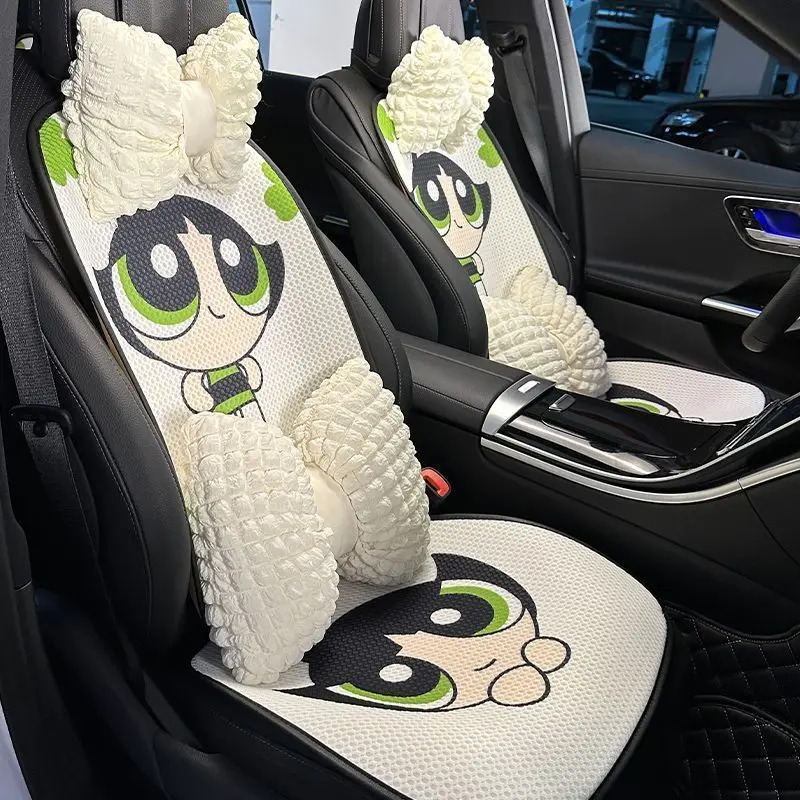 Powerpuff Girls animation peripheral kawaii car seat cushion universal four seasons cartoon breathable car cute seat cushion