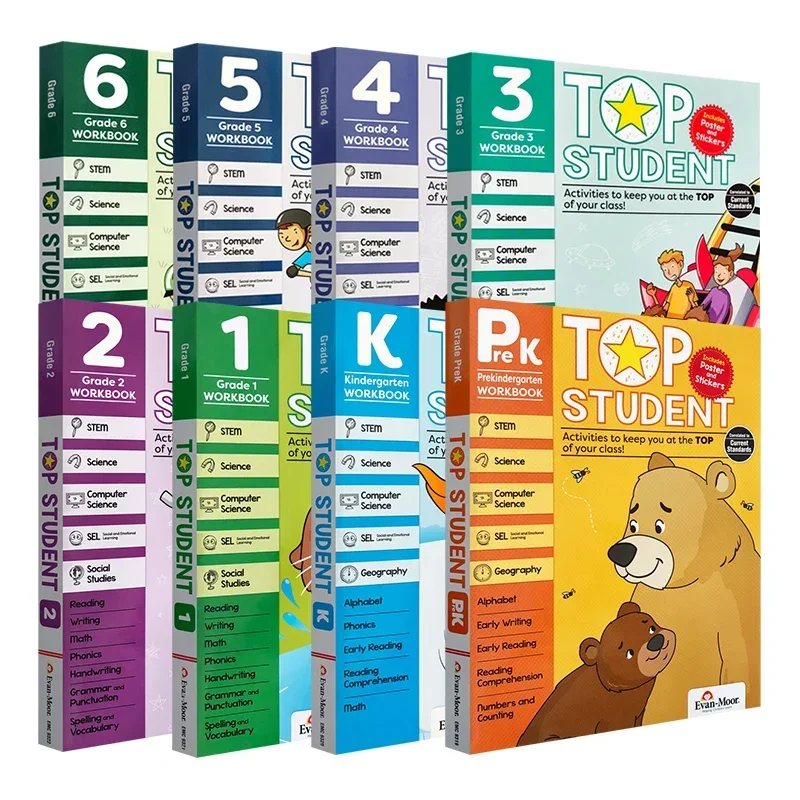 Evan-Moor Top Student Series California Teaching Aids Evanmoor Kindergarten To Sixth Grade English Original Coloring Pages