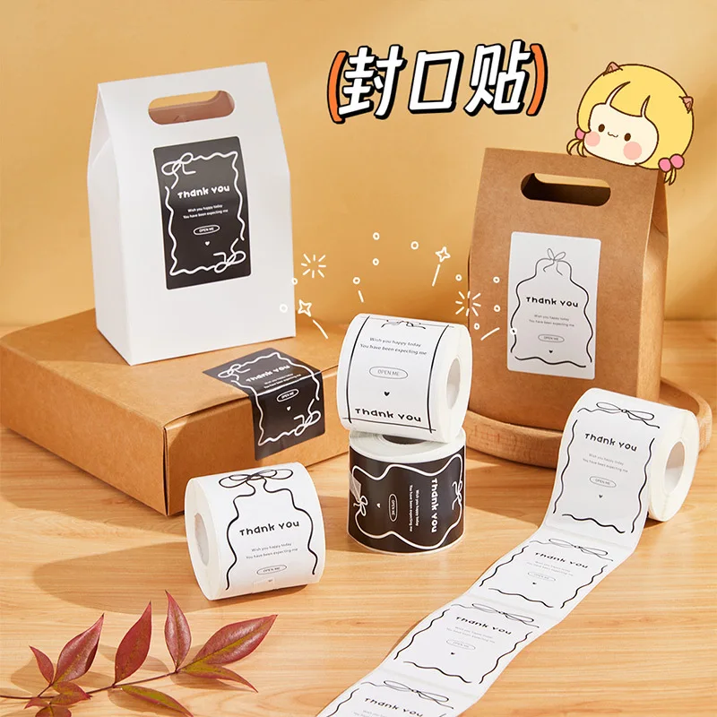 Наклейки с благодарностью - Наклейки с бантом «Спасибо» - Простые декоративные клейкие этикетки для выпечки/упаковки Поддержка логотипа на заказ