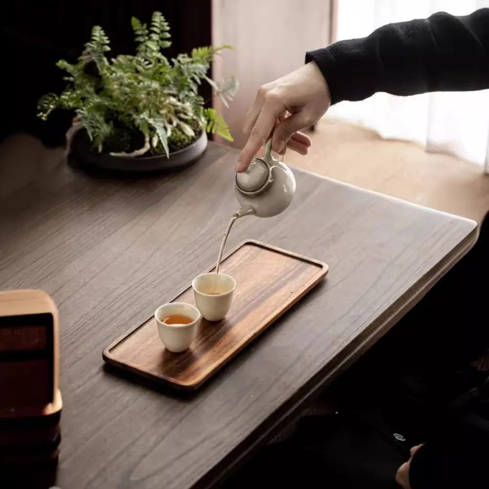 Wooden Serving Board Natural Cut Wooden Serving Trays Coffee Tea Trays New Tableware Wooden Tray Whole Piece Walnut No Splicing - Image 5