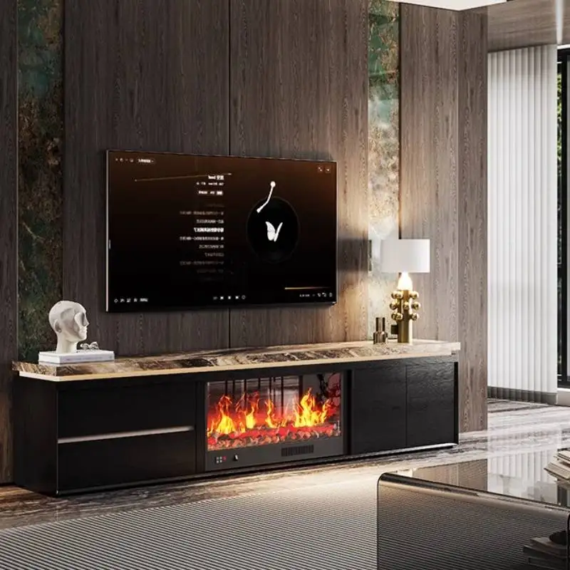 تصميم أسود خزانة تلفزيون ديكور مدفأة فريدة من نوعها خزانة تلفزيون لغرفة المعيشة أثاث منزلي فاخر وحديث من الشمال Fernsehr Schrank #4
