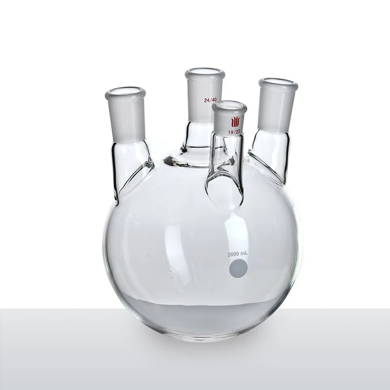 SYNTHWARE-botella de ángulo pequeño de pared gruesa, frasco de cuatro cuellos, forma de ángulo pequeño, 2000mL, vidrio de borosilicato, F21