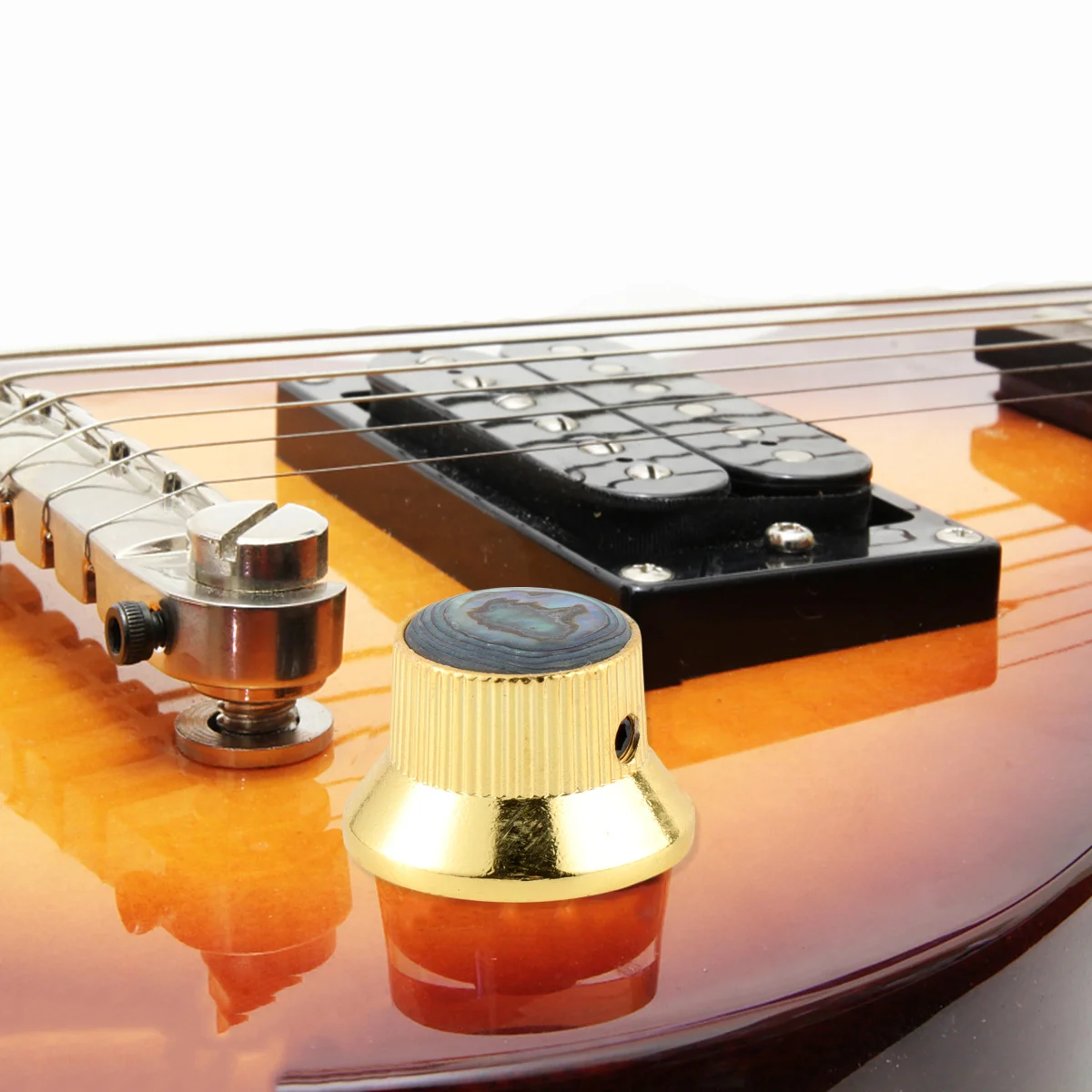 

3Pcs Gold Inlaid Shell Guitar Control Knobs Metal Replacement Volume Tone Caps for Electric Bass Guitar Parts Control Knobs Cap
