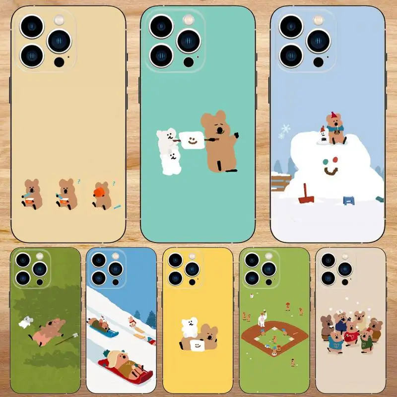 

D-Dinotaeng Korean Cartoon Koala Phone Case For iPhone15,14,13,12,11,Pro,Max,Plus,Mini,X,XS,XR,8,7,6,S,Plus,SE Soft Black Case