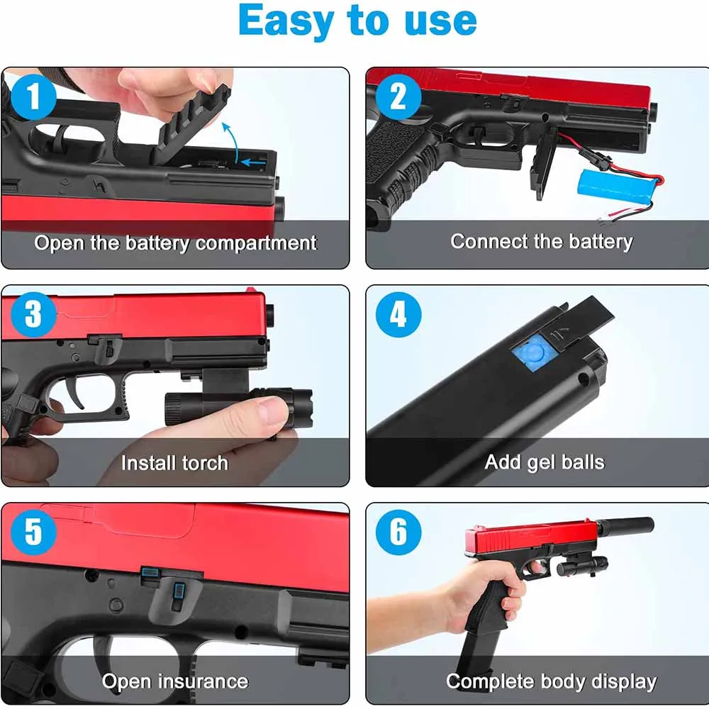 GLOCK ELECTRIC SPLATTER  BLASTER GEL GUNS FOR ADULTS DROPSHIPPING