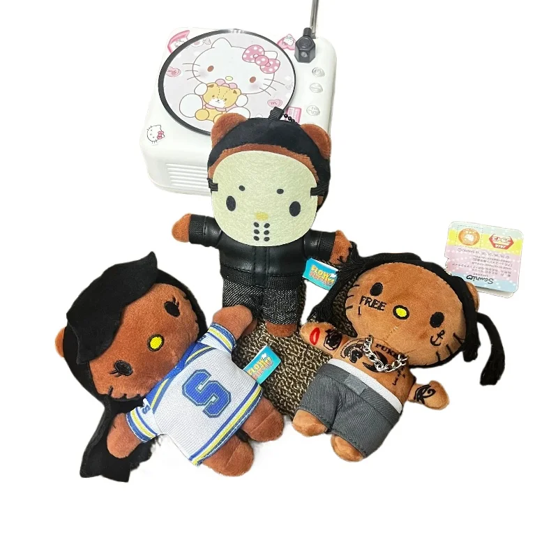 Kawaii Sanrio Hello Kitty Singer Selena Gomez PlushDoll Black  LIL Peep Doll Figure Stuffed Plush  Keychain Cartoon Gift