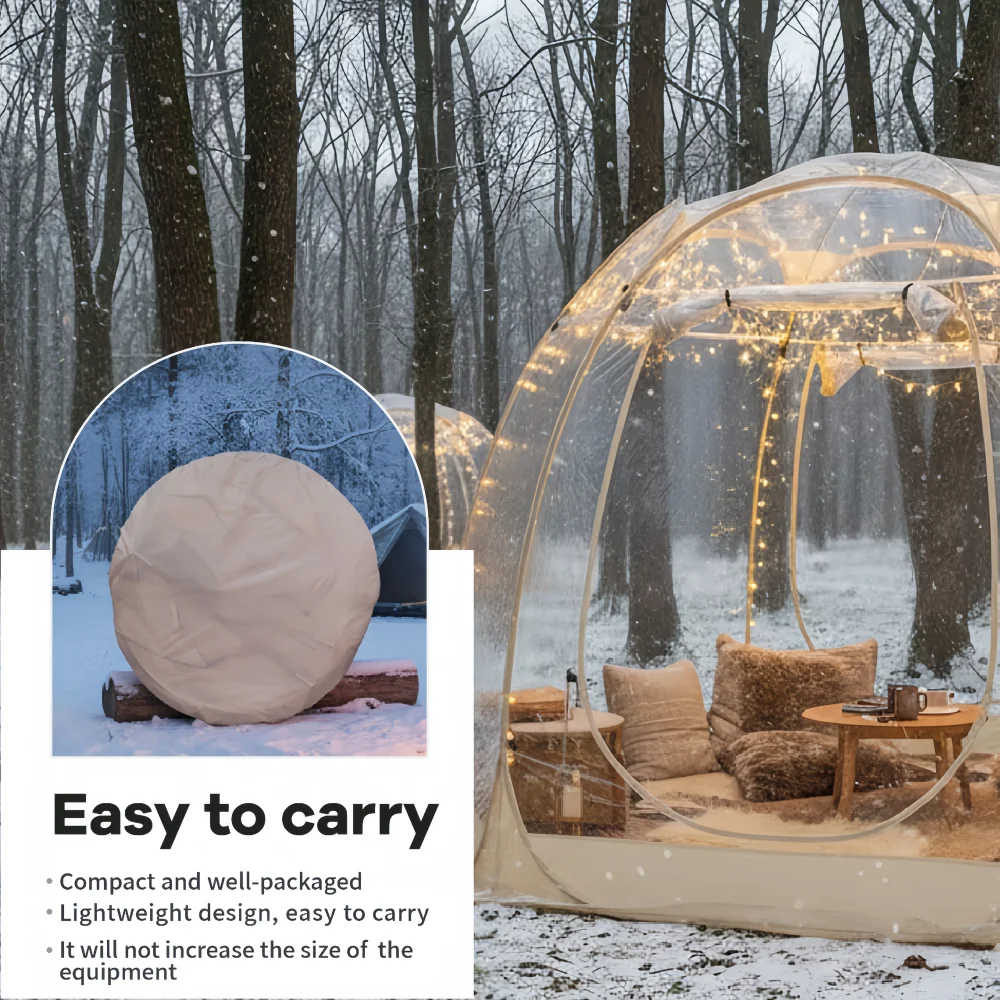 

Large Quick-Set Bubble Tent Portable Outdoor Igloo Extreme Cold Resistant Winter Shelter for Camping And Backyard Use