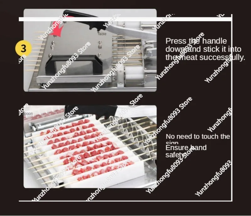 Manual Satay Skewer Machine BBQ Stainless Steel Mutton Kebab Lamb Skewer Tools Doner Kebab Meat Wear String Machine