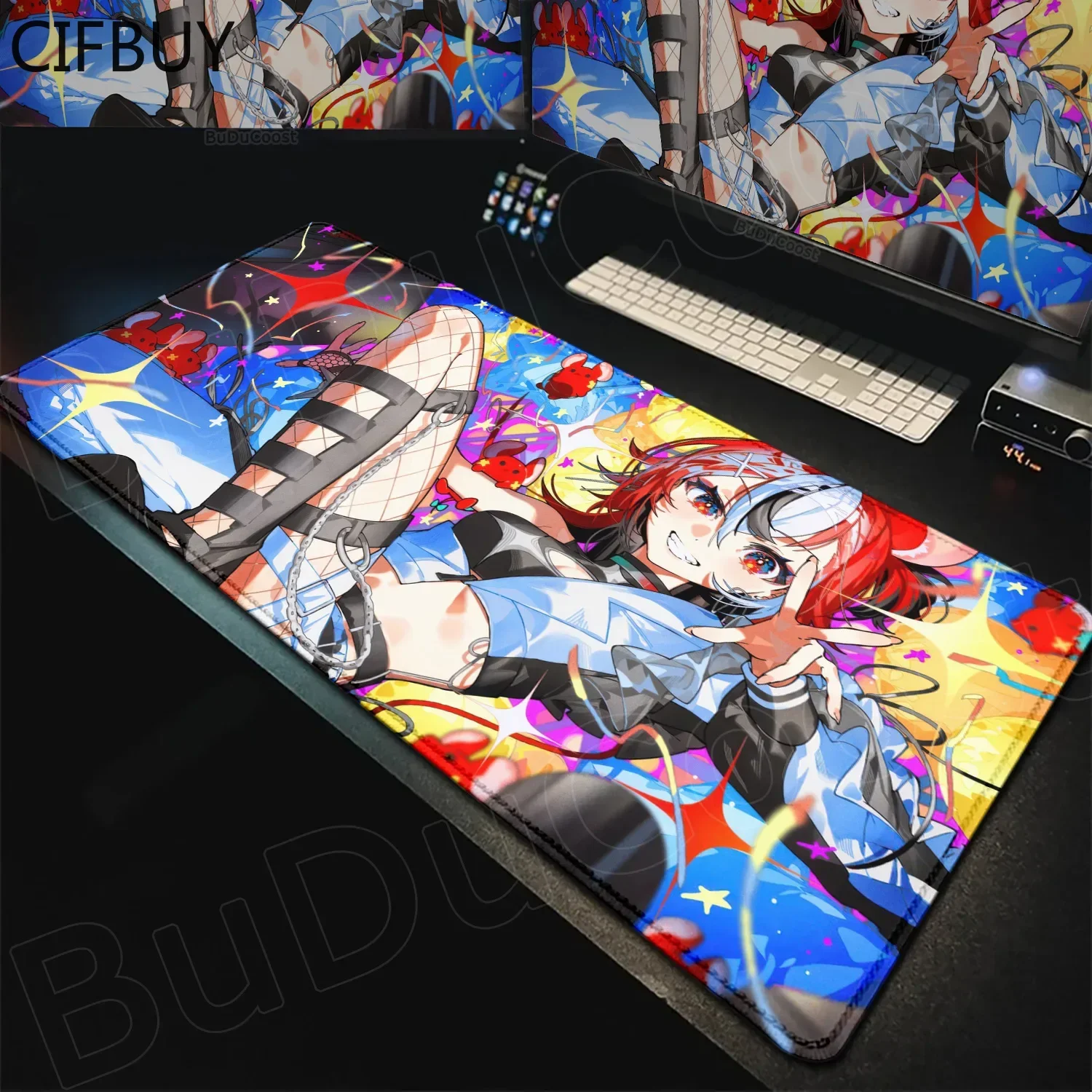 CIFBUY Hololive Hakos Baelz Kawaii Anime Girl XXL Gaming Mouse Pad, Non Slip Speed Keyboard Desk Mat, Laptop Game Accessories