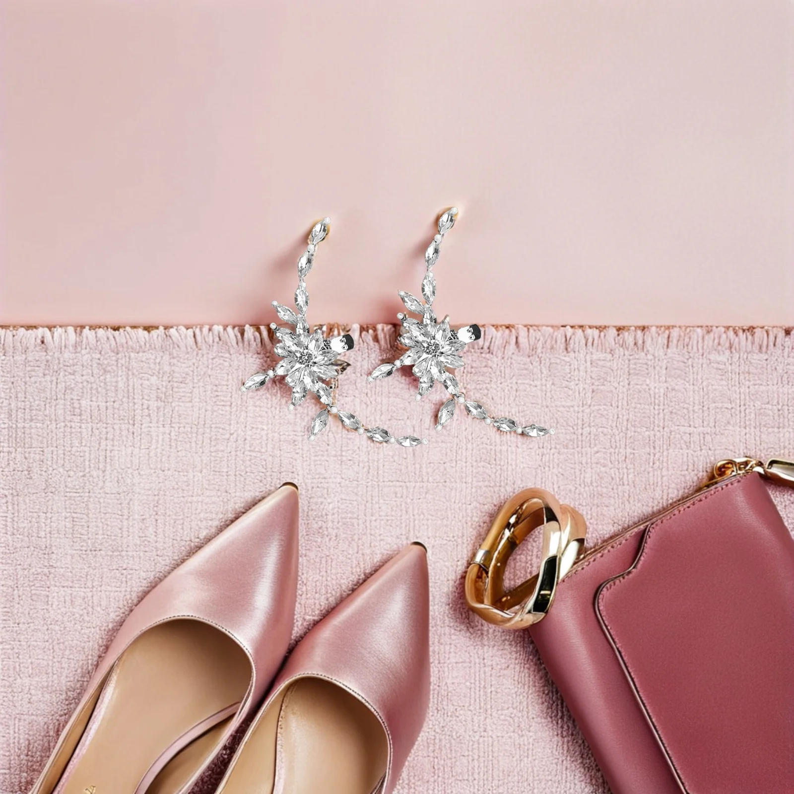 

1Pair Shoe Buckle Decoration Elegant Removable Rhinestone Clip Bridal Wedding Shoes High Heel Charm European Bride Buckle