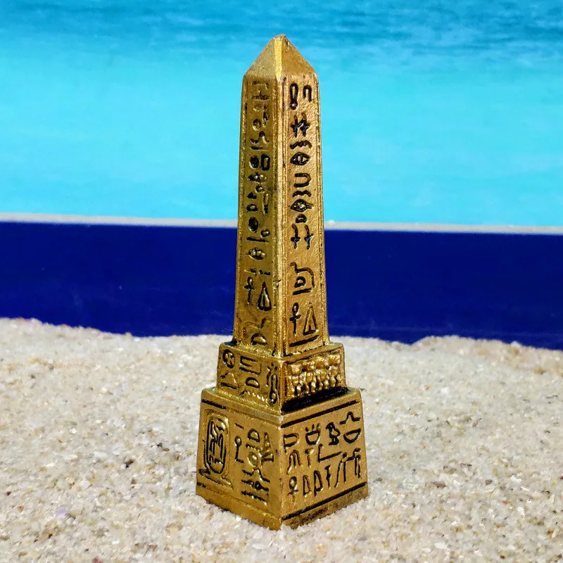 Obelisk Harz-Ornament mit Inschrift, spitz zulaufender Turm, Altägyptischer Gedenk-Souvenir, Pharao-Tischdekoration, Geschenk – Detail 5