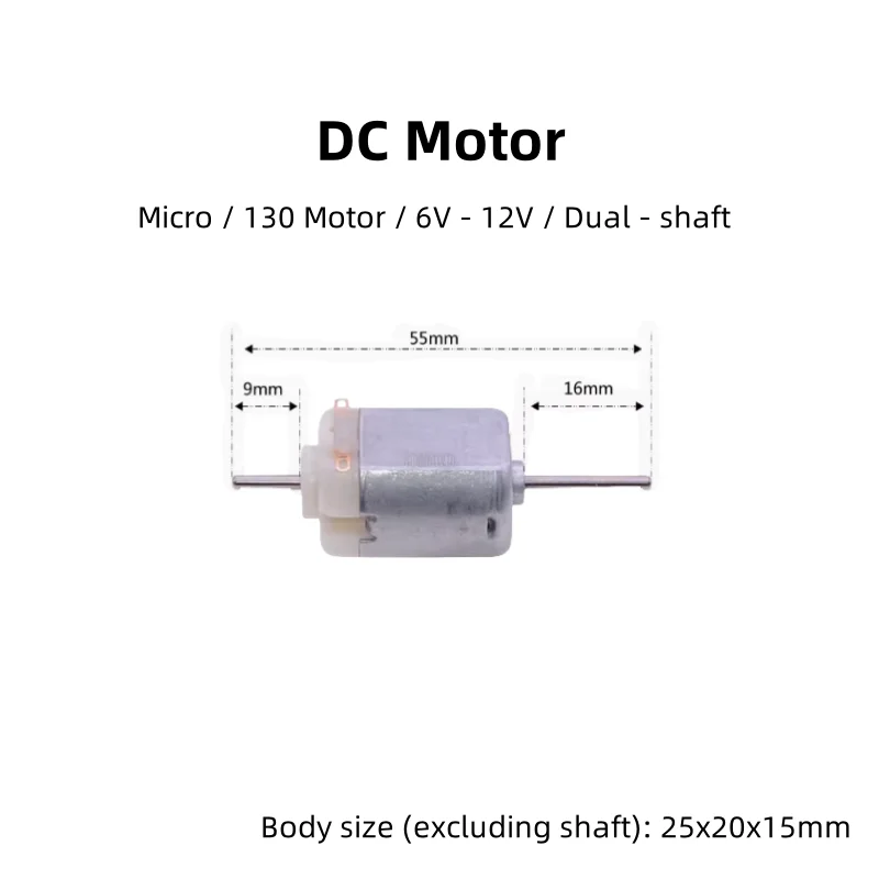 130 Small Motor, DC6V - 12V, Medium - Low Speed Small Motor, Micro DC Motor For Children's Toys, Dual - Output Shaft