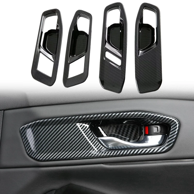 For Honda Accord 2023 2024 11Th Car Inner Side Door Handle Bowl Cover Trim Interior Replacement (ABS Carbon Fiber)