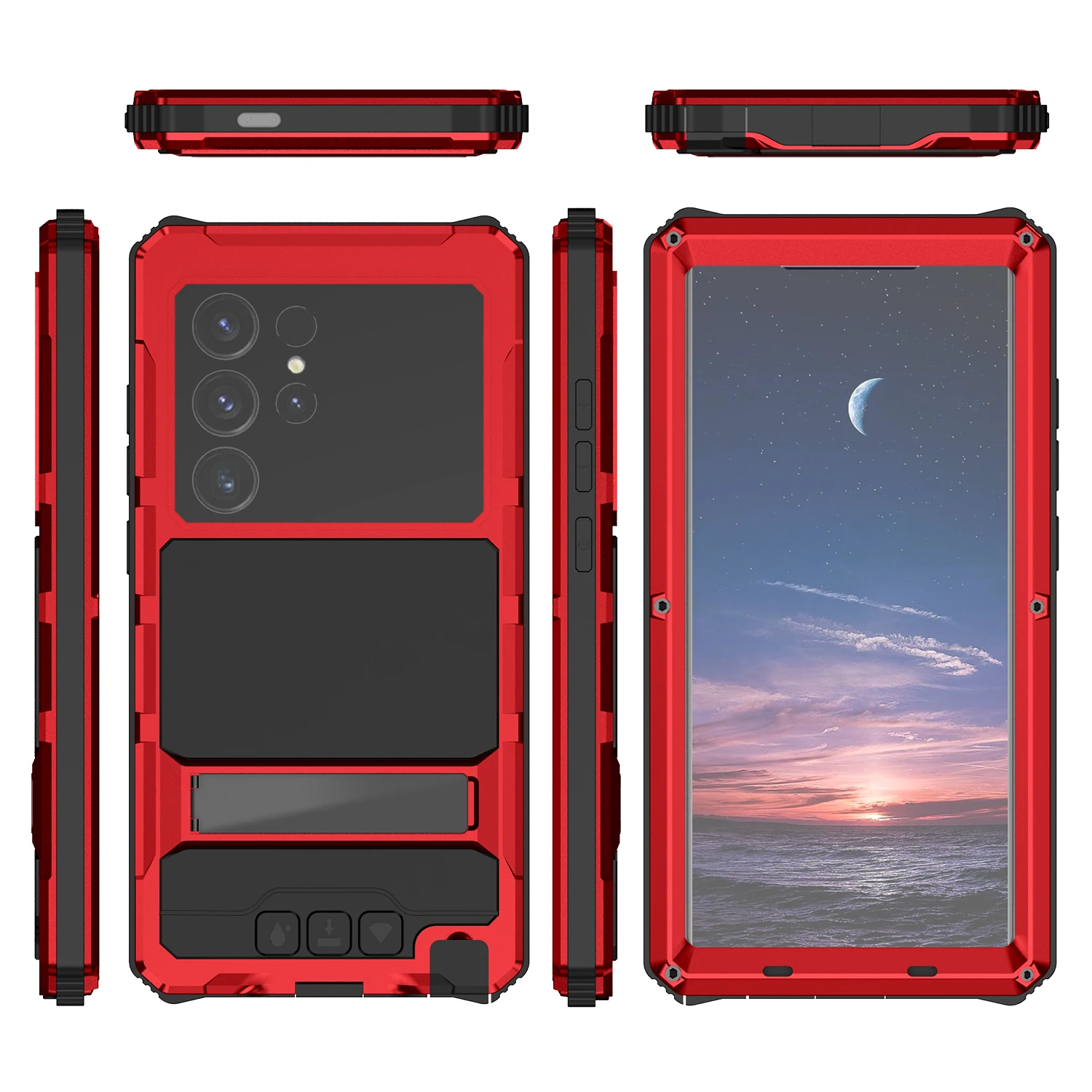 R-JUST Full-Body Rugged Case For Samsung Galaxy S24 Ultra Military Grade Built-in Protector Kickstand Slide Camera Cover Shell