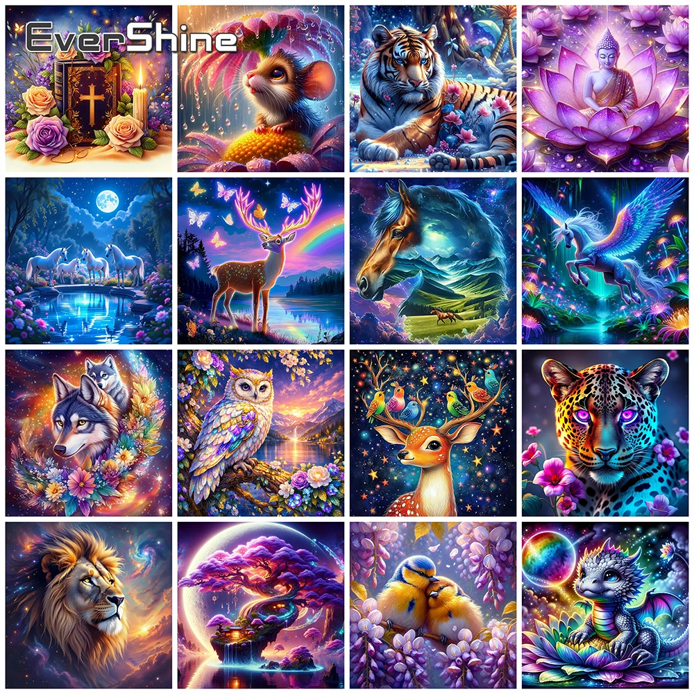 EverShine DIY Diamant-Mosaik Wolf Tier Vollquadrat-Gemälde Tiger Strass-Stickerei Leopard Handwerk Neuerscheinung Wandkunst