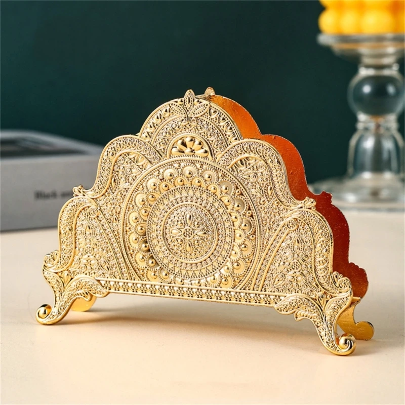 Zinc Alloy Paper Stand Tissue Organiser Dispenser Gold Napkin Holder Restaurant Paper Towel Storage Rack for Kitchen M76D