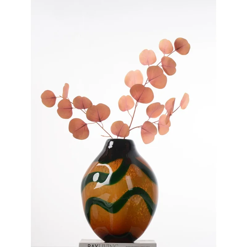 Lake water green streamer high luxury simple Chinese style glazed vase