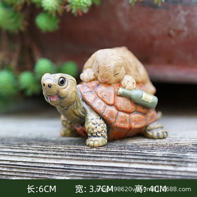 

Cross-border new product garden tortoise and cute bunny resin craft potted plant decoration for balcony;