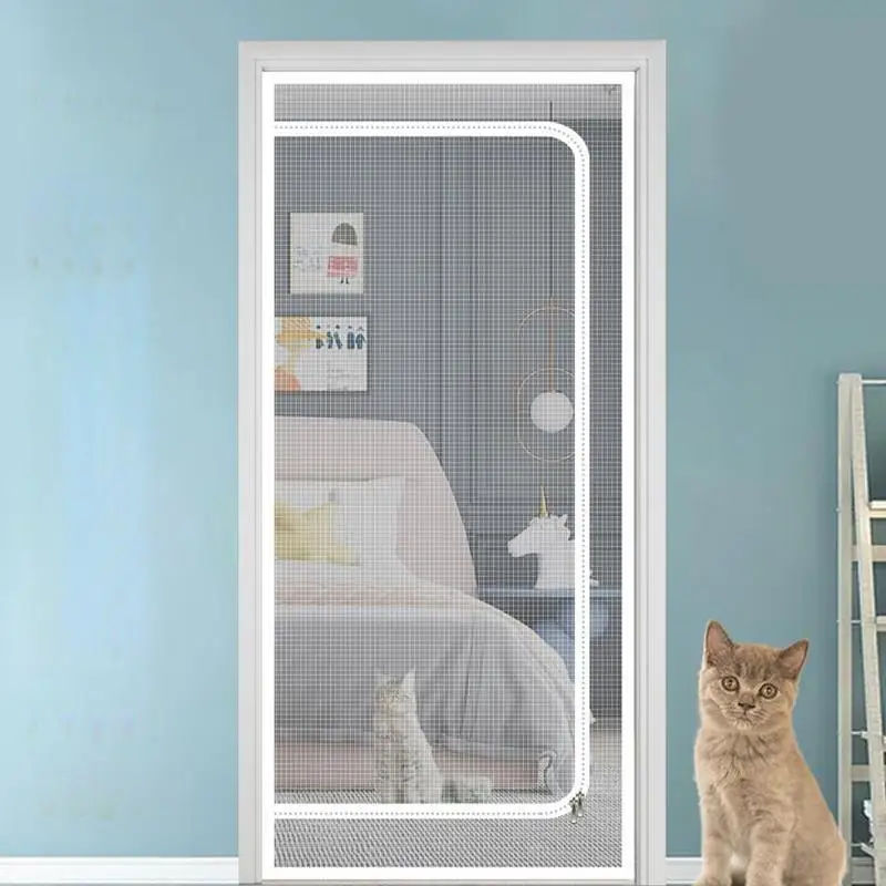 

Reinforced Cat Screen Door Cat Resistant Mesh Screen Thickened Interior Net with Zipper Closure Pet Supplies for Puppies Kittens