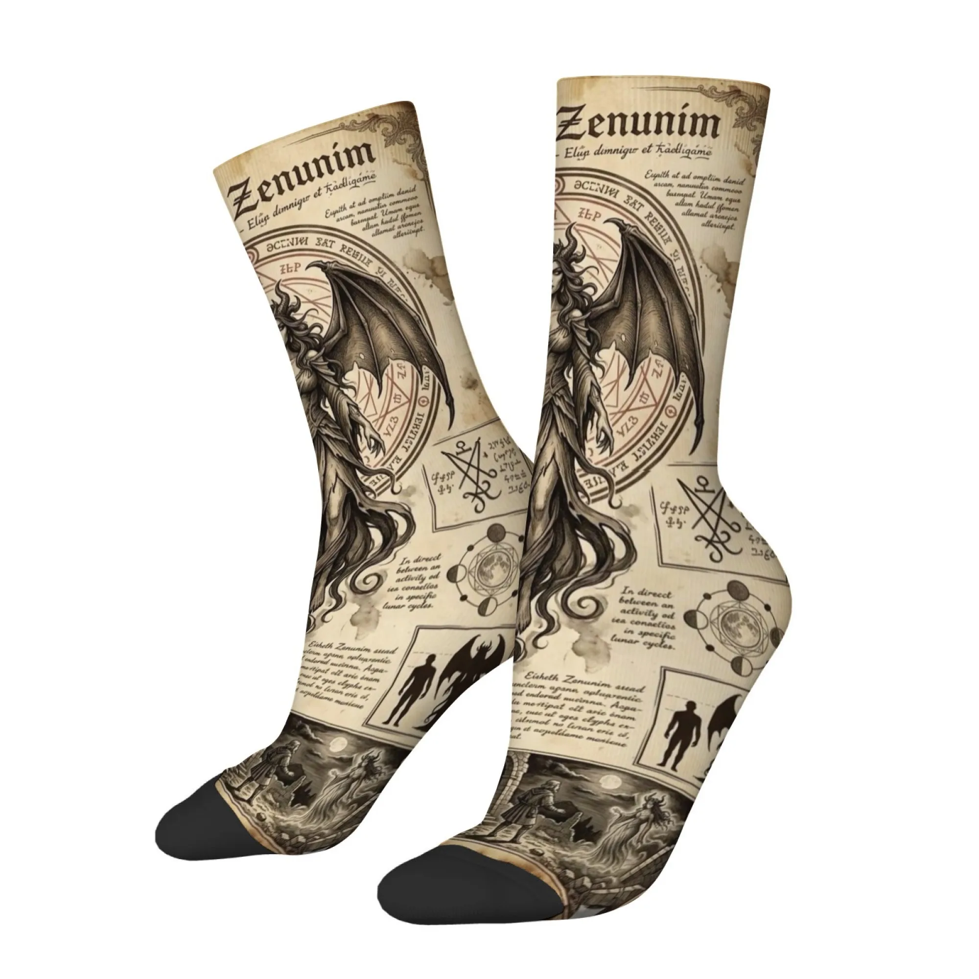 Retro Newspaper Goddess Pattern Men's Socks Breathable and Comfortable Socks Street Harajuku Style Fun Sports Outdoor Socks