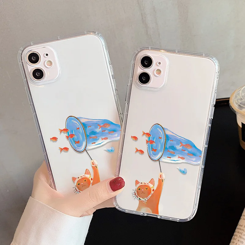 Transparente Katzen-Angel-Handyhülle für iPhone 17 Fundas iPhone 16 18 Pro Max 11 13 15 14 12 Air 17promax Stoßfeste Weiche Hülle – Detail 6