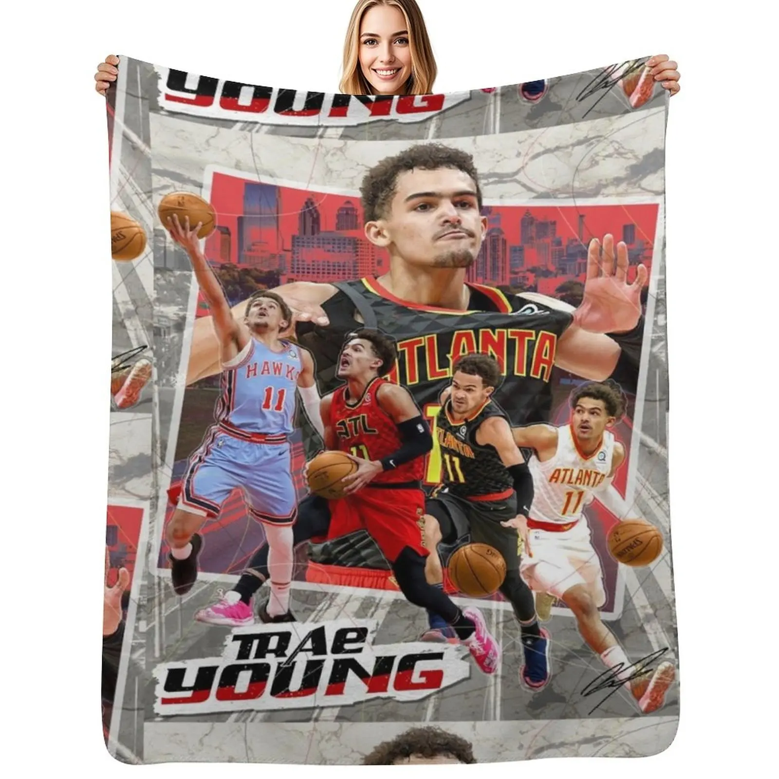 

Trae Young Throw Blanket Warm Comfortable Blanket Gift for Parents Friends