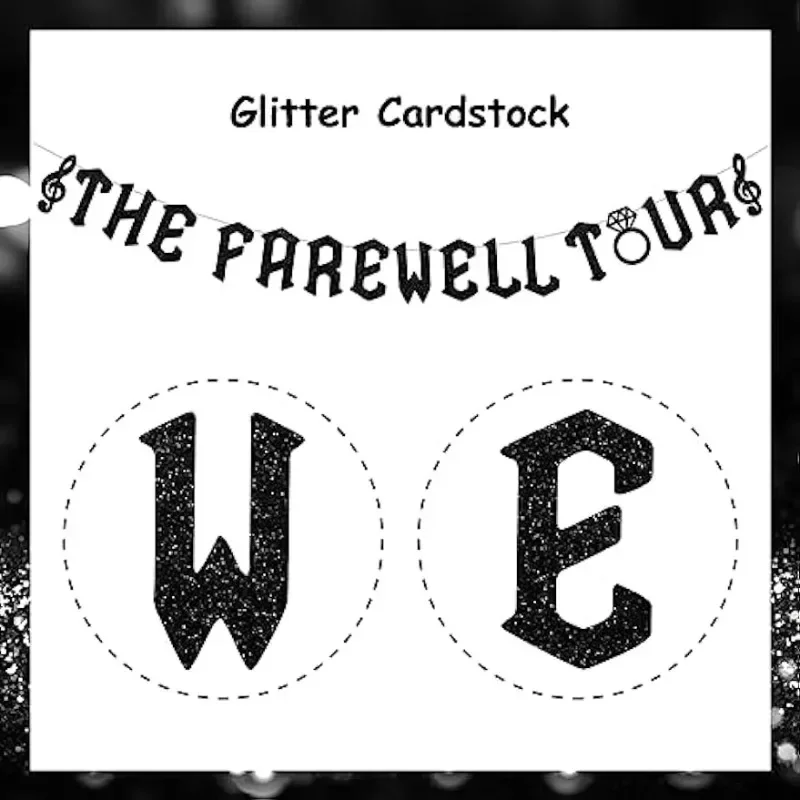 Music Bachelorette Party Decorations The Farewell Tour Banner Gold Glitter for Rock and Roll Bridal Shower Wedding Supplies