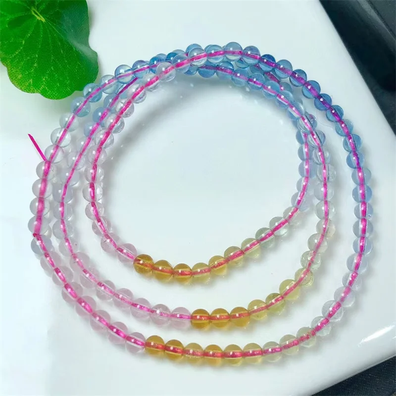 

Natural Morganite Triple Circle Bracelet Handmade Fortune Energy Bangle Mineral Woman Amulet Jewelry Gift 1PCS 4mm