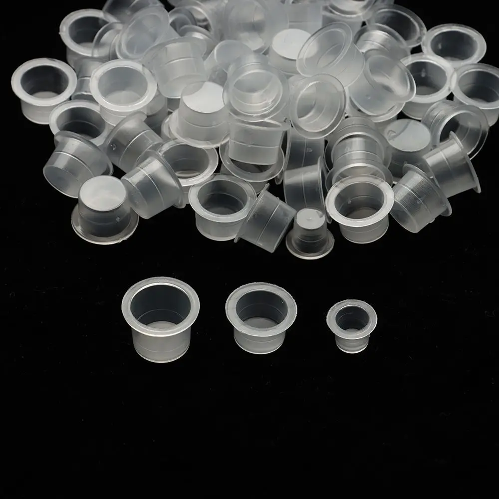 100Pcs Tattoo Ink Caps Disposable Plastic Cups Tattoo Pigment Cups for Pigment Cup Container Holder Makeup Tattoo Supplies