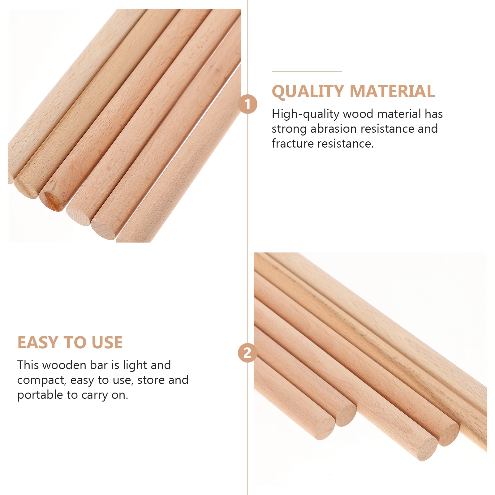 

6pcs Wooden Knitting Sticks Woven Stick Round Weaving Sticks Tapestry Diy Rods Premium Wood Durable Smooth Portable Light