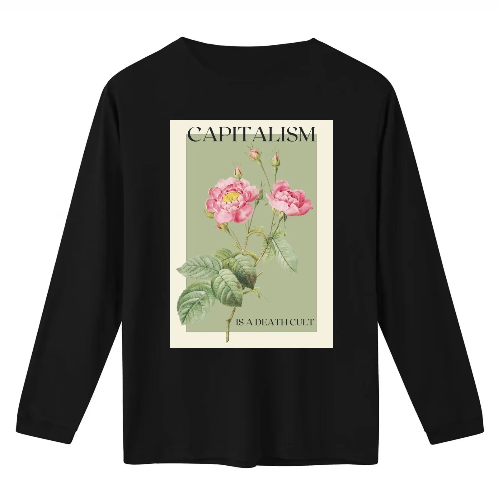 Capitalism is A Death Cult Vintage Flower Remix T-Shirt Summer Casual Cotton Tee Oversized Streetwear Tops Unisex Men Women