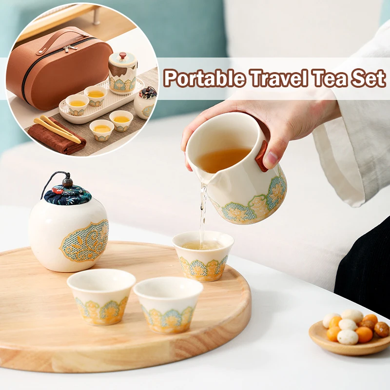 Office Outdoor Gear Portable Camping Tea Ceramic Set Tea Cup Porcelain Chinese Gongfu Tea Set Brewing Teapot Enjoy Tea